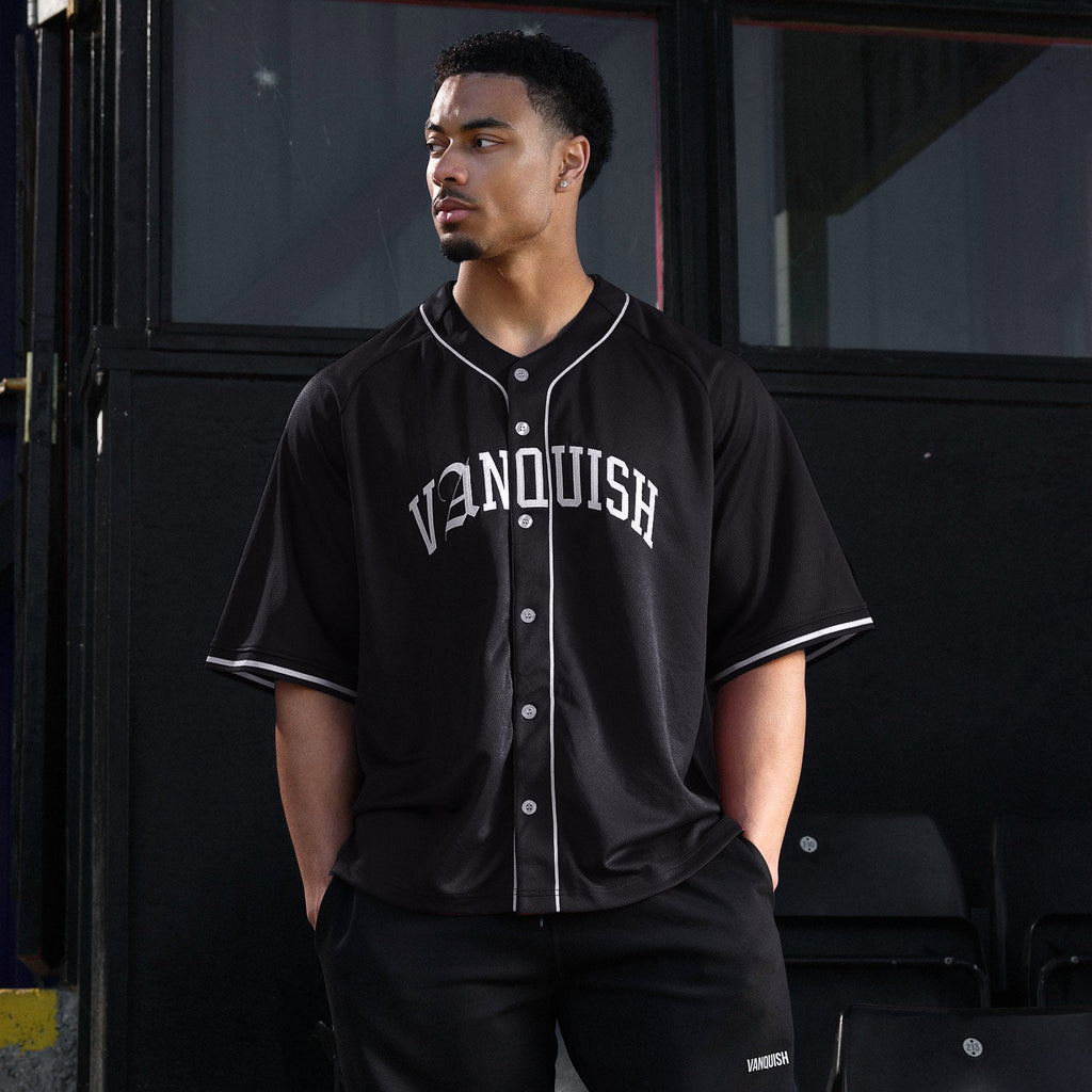 VANQUISH BLACK OVERSIZED BASEBALL JERSEY