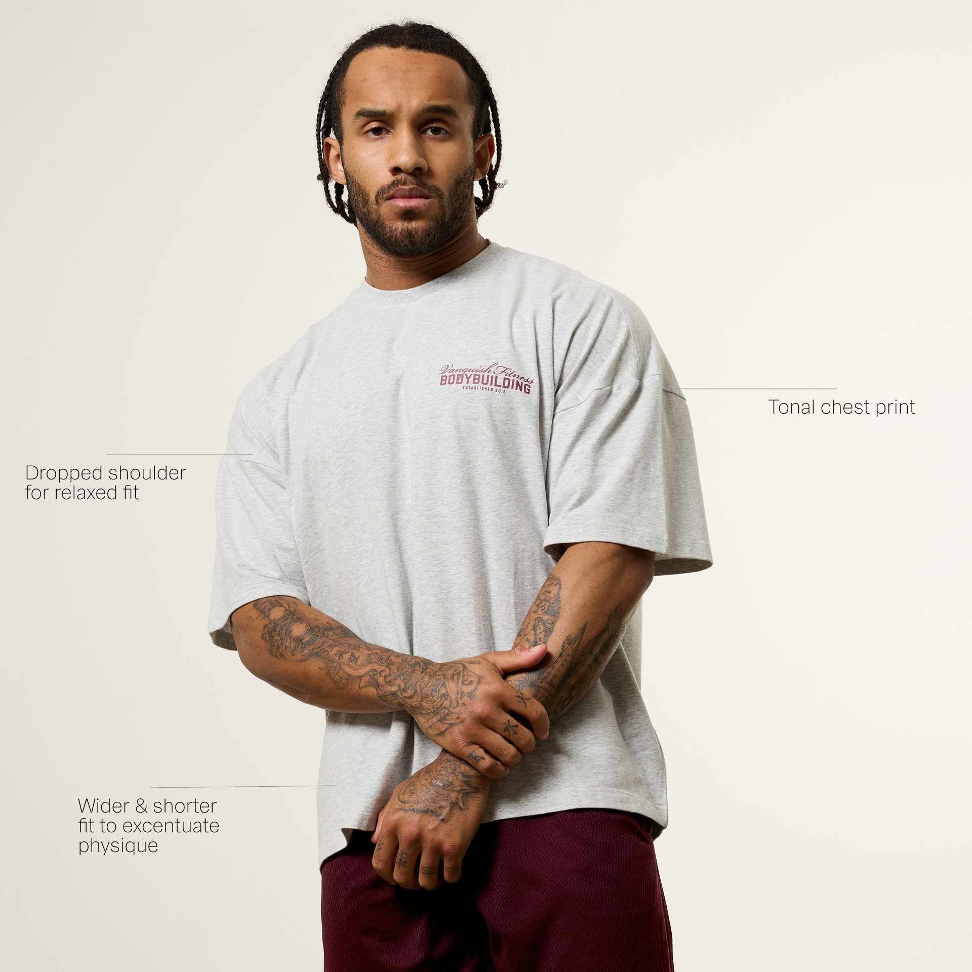 Vanquish Bodybuilding Grey Oversized Boxy T Shirt
