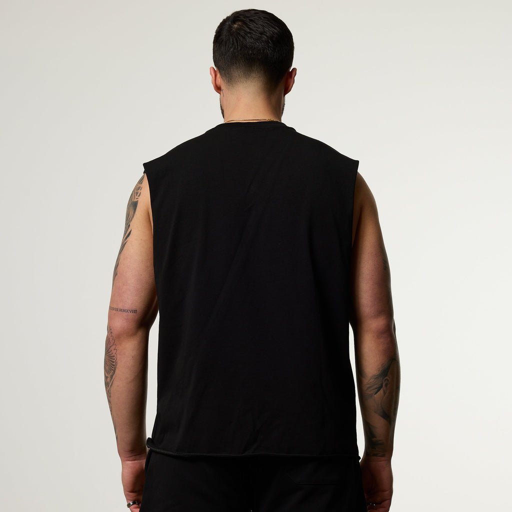 Vanquish Olympus Black Ares Oversized Boxy Cut Off Sleeveless T Shirt