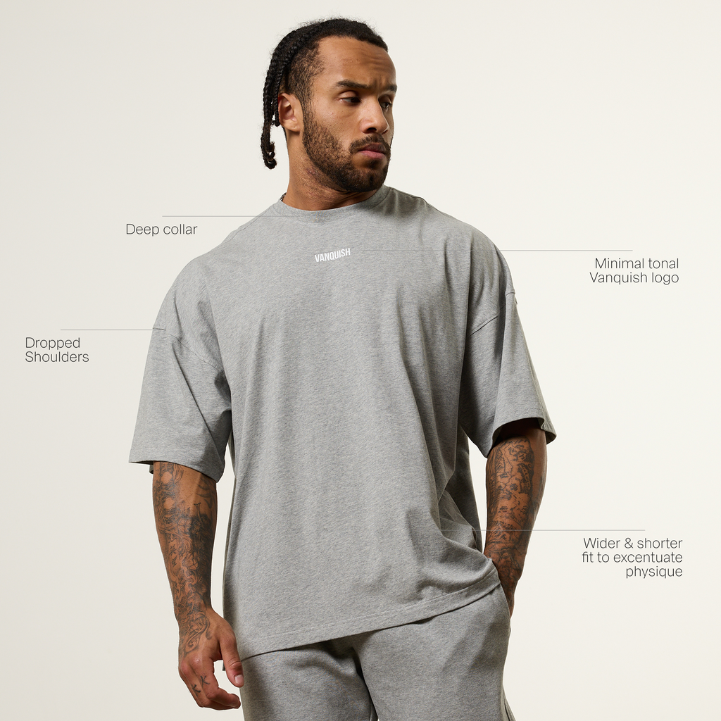 Vanquish Essential V2 Grey Melange Oversized Boxy T Shirt