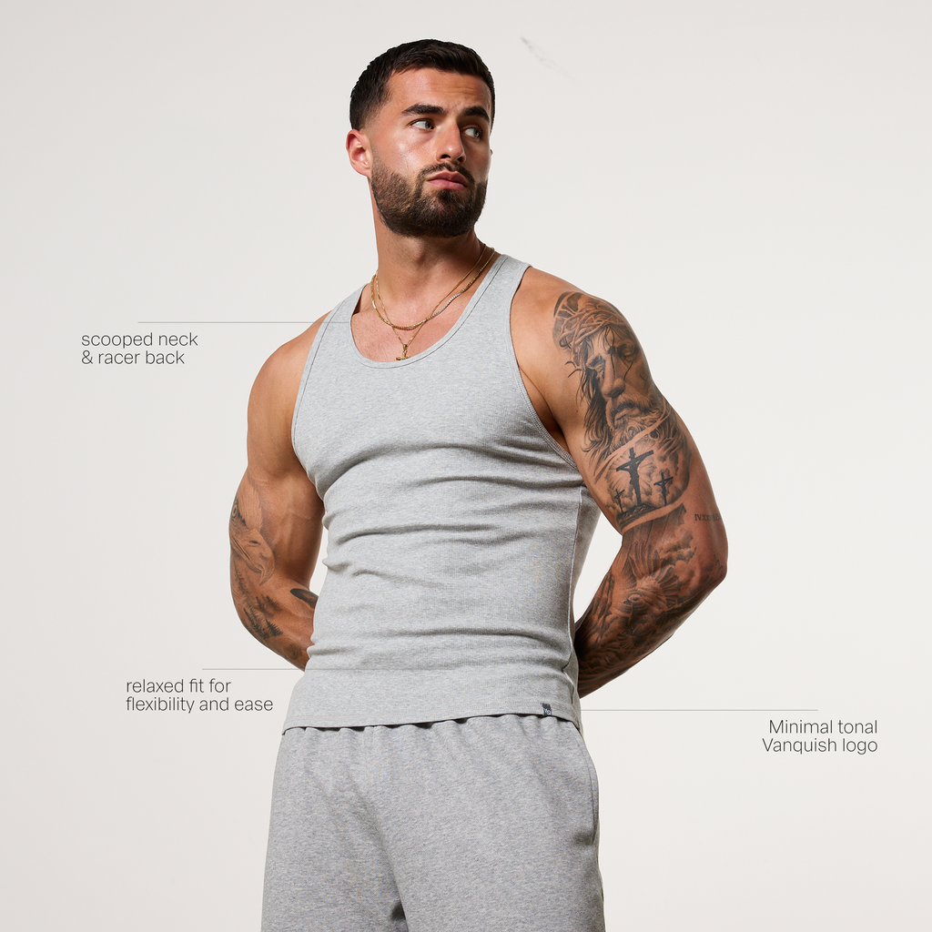 Vanquish Essential V2 Grey Melange Ribbed Tank