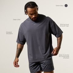 Vanquish Essential V2 Denim Blue Oversized Boxy T Shirt