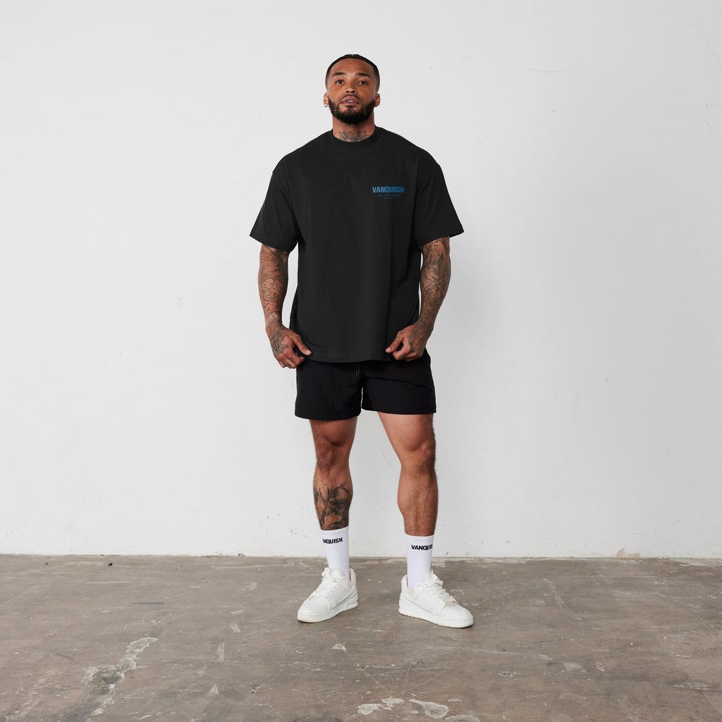 REVOLVE MOMENTUM BLACK AND BLUE BOXY T SHIRT