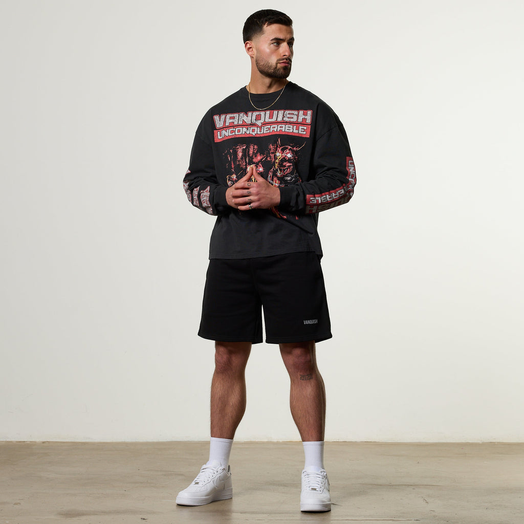 Vanquish Obsidian Black Dobermann Oversized Long Sleeve Boxy T Shirt