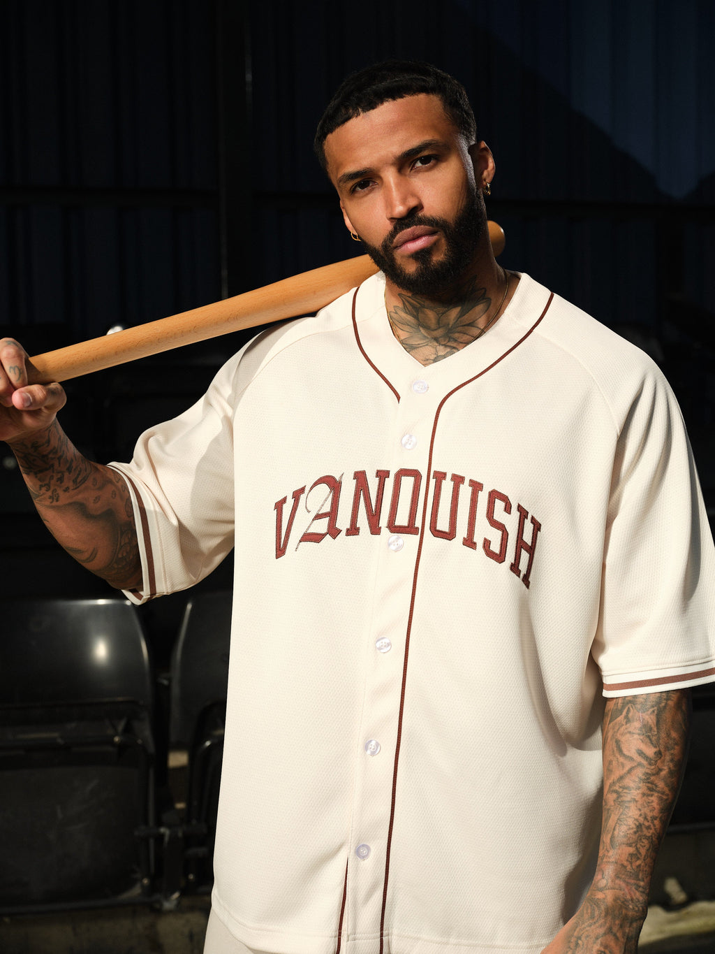VANQUISH OFF WHITE OVERSIZED BASEBALL JERSEY