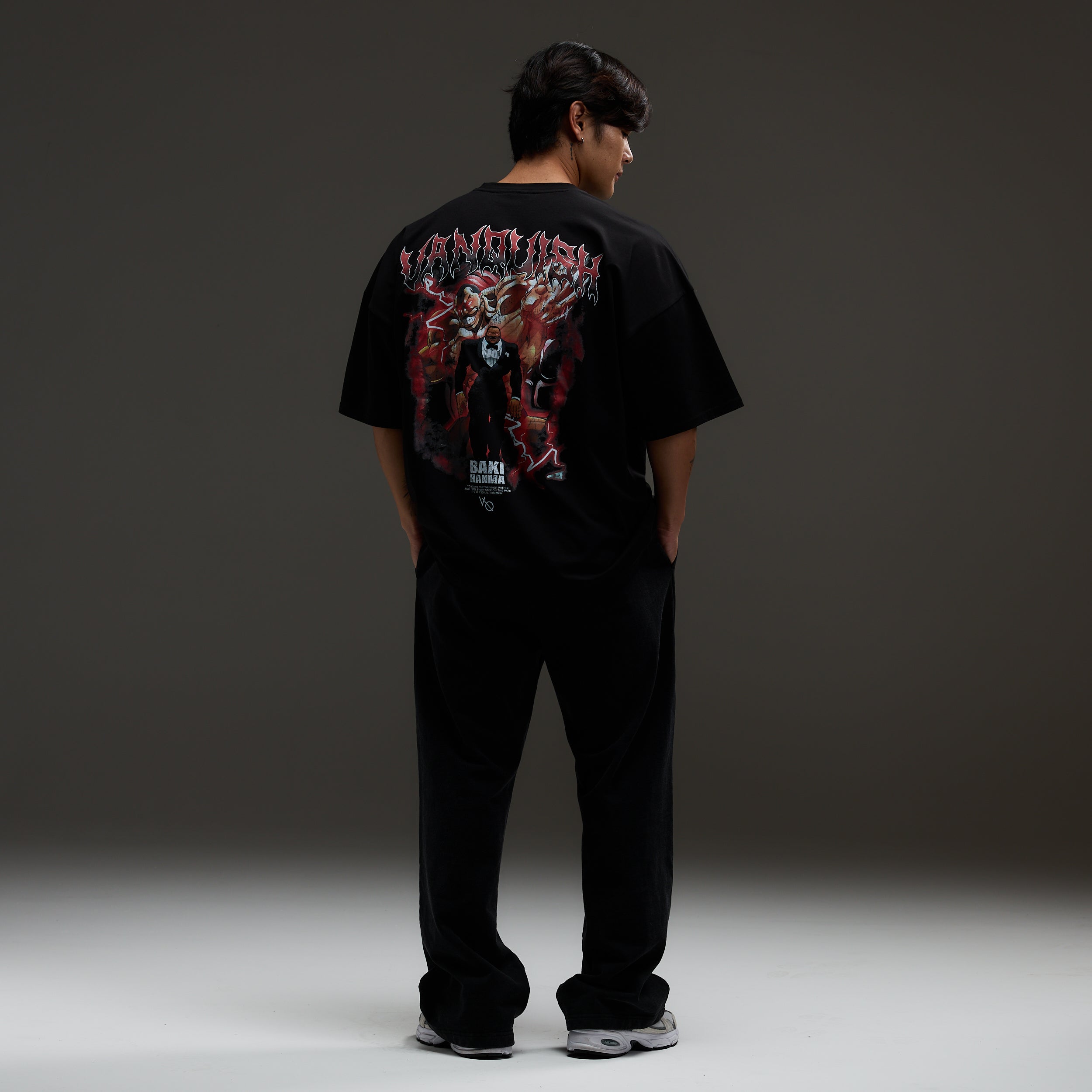 VQ x Baki: Black Oliva Boxy Oversized T Shirt
