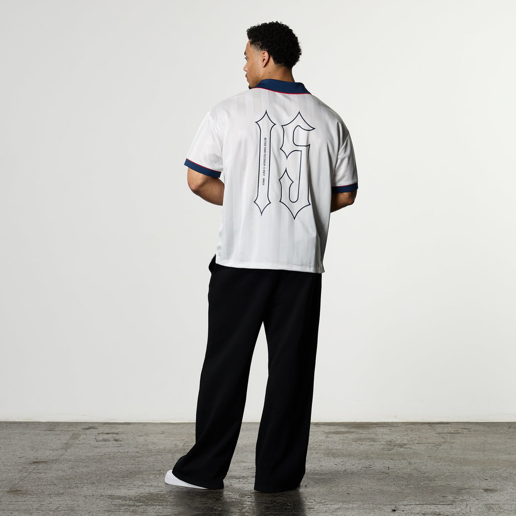 VANQUISH WHITE OVERSIZED BOXY FOOTBALL JERSEY