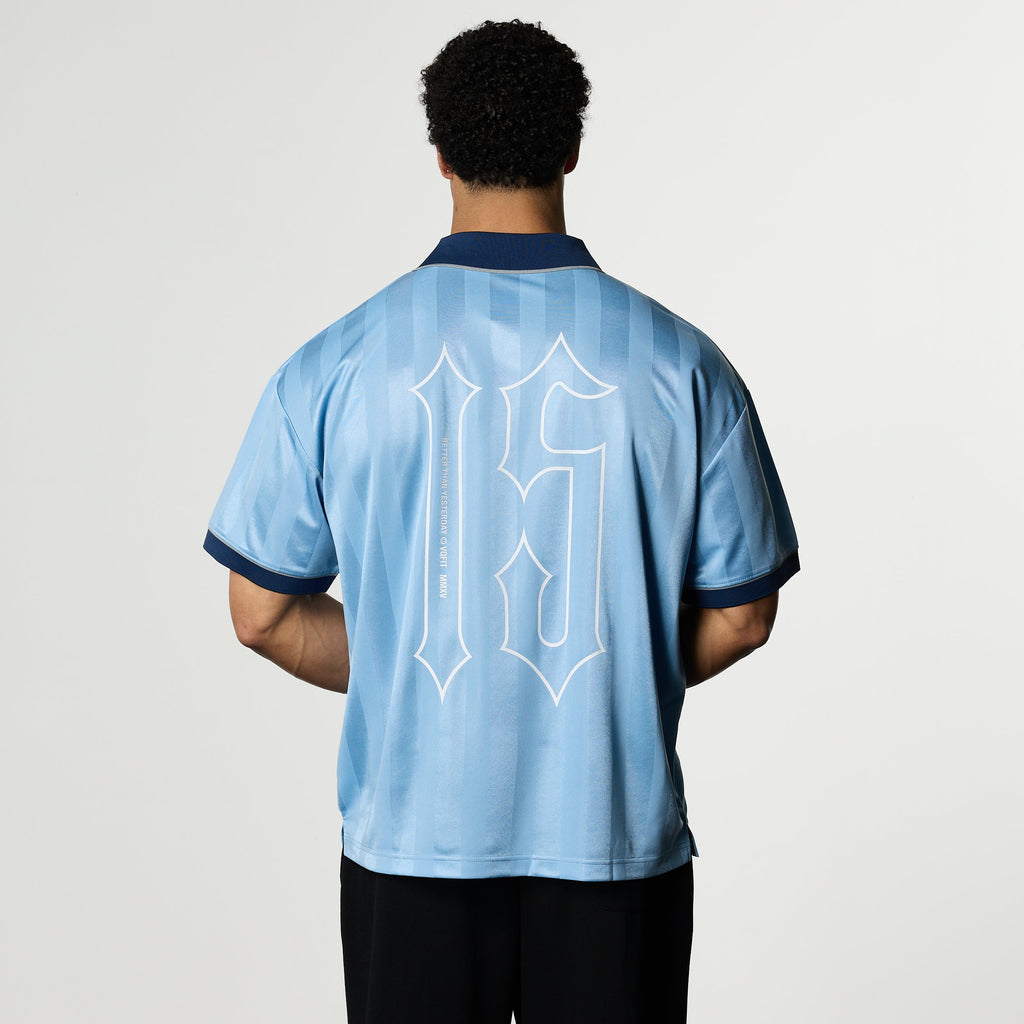 VANQUISH BLUE OVERSIZED BOXY FOOTBALL JERSEY