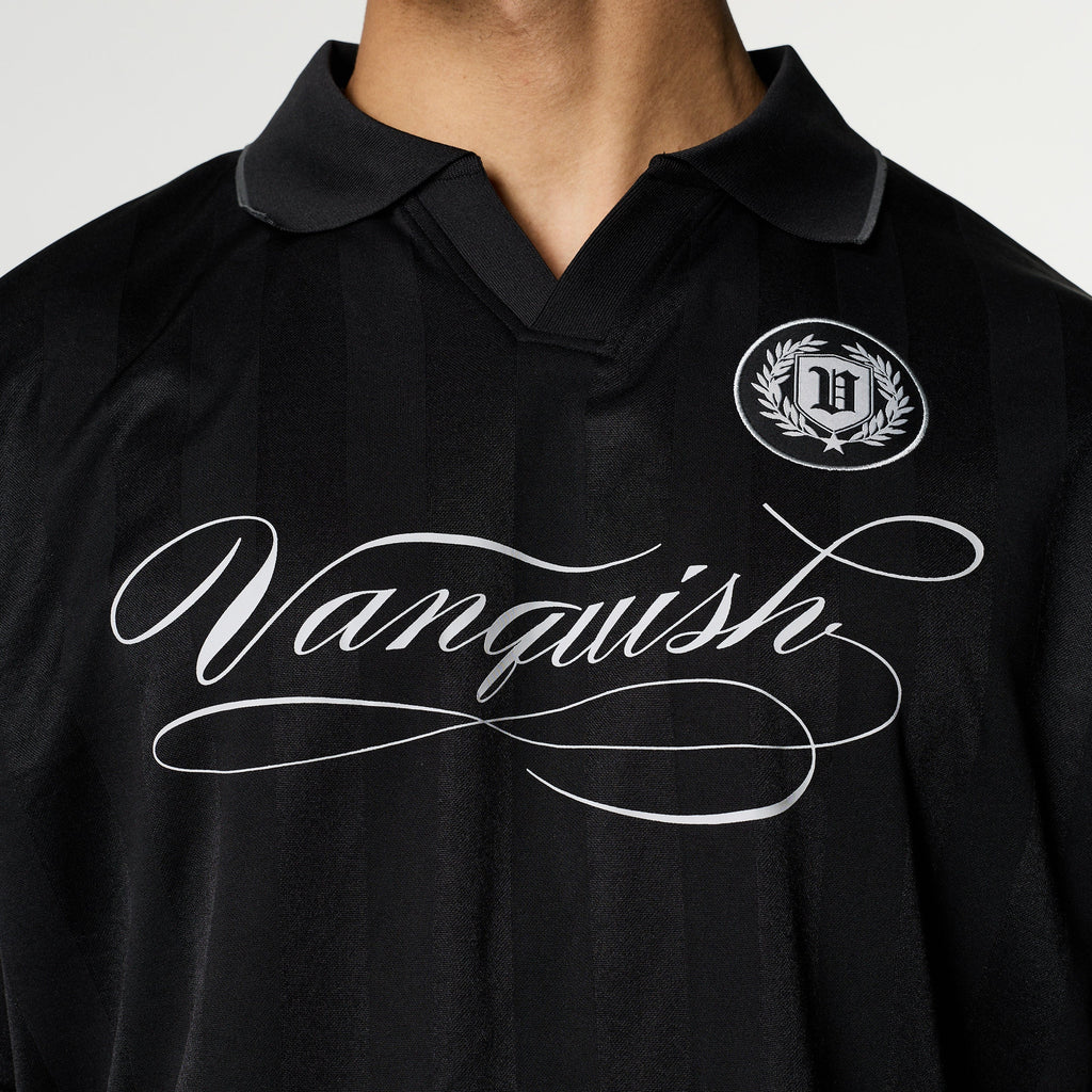 VANQUISH BLACK OVERSIZED BOXY FOOTBALL JERSEY