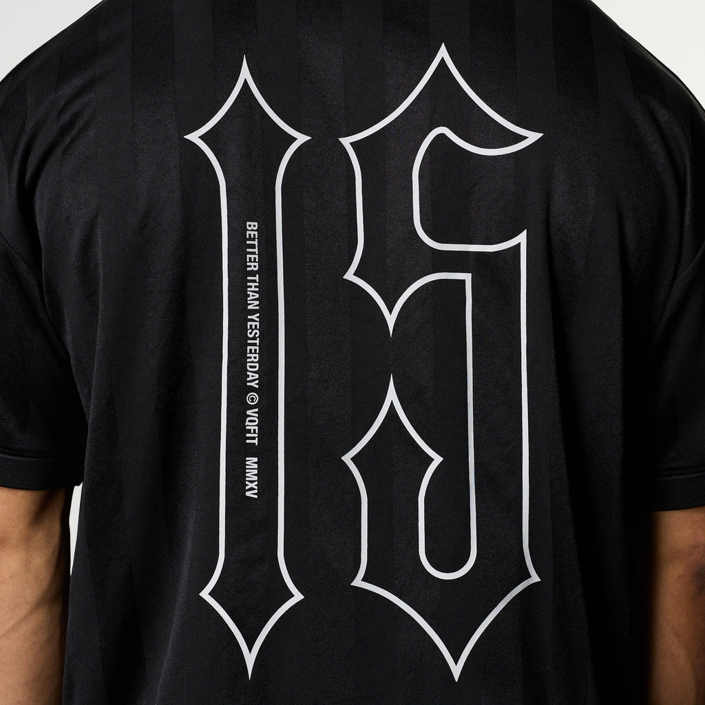 VANQUISH BLACK OVERSIZED BOXY FOOTBALL JERSEY
