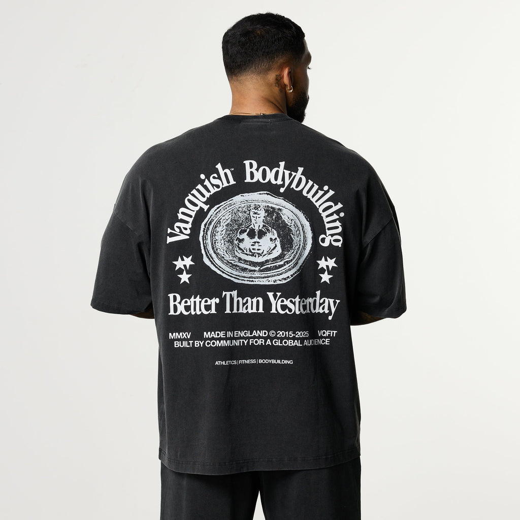 HERITAGE AND STRENGTH BLACK BOXY OVERSIZED T SHIRT