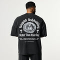 HERITAGE AND STRENGTH BLACK BOXY OVERSIZED T SHIRT