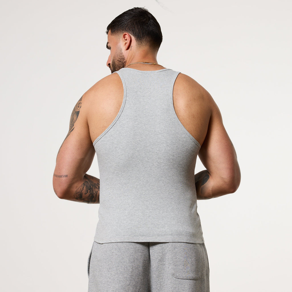Vanquish Essential V2 Grey Melange Ribbed Tank
