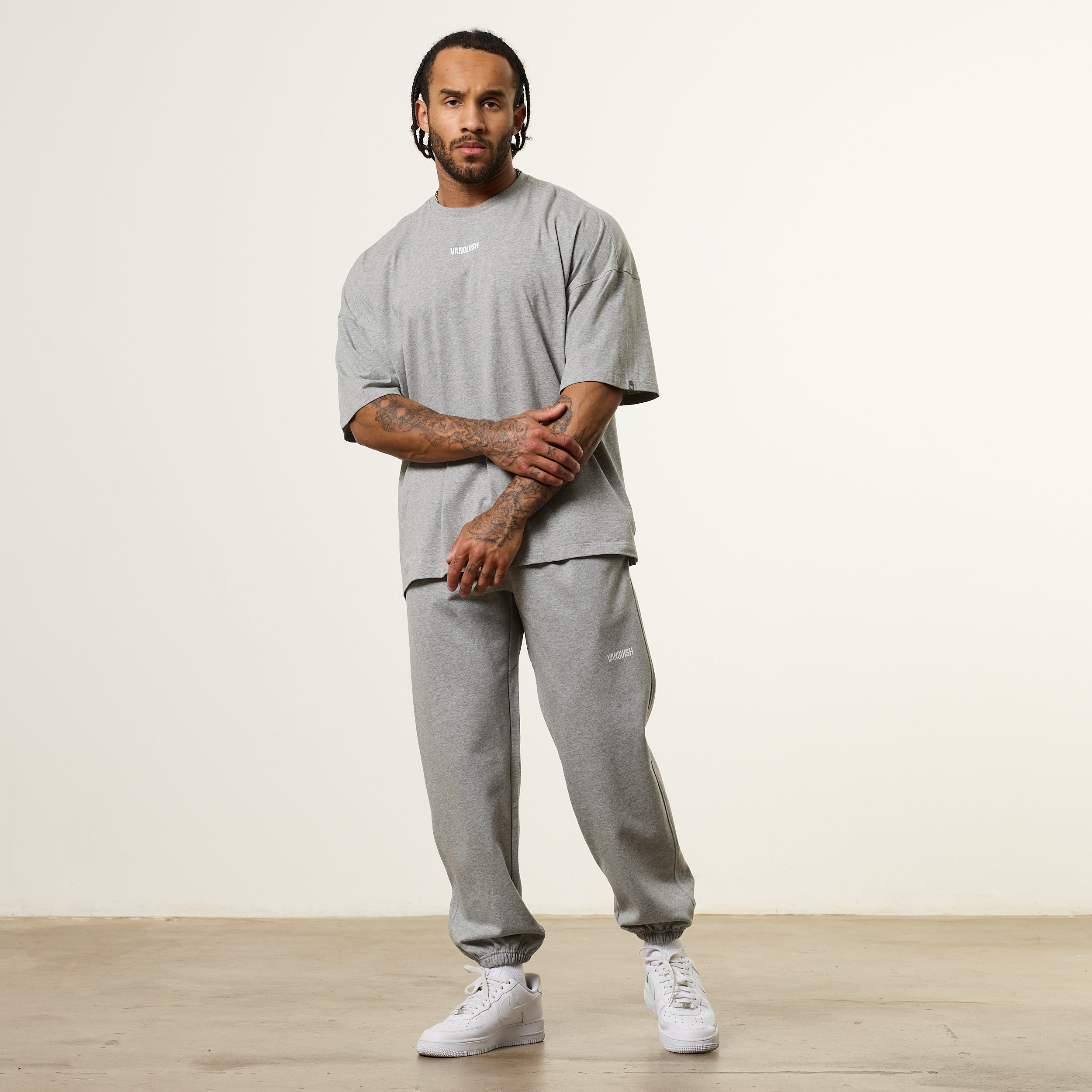 Vanquish Essential V2 Grey Melange Oversized Boxy T Shirt