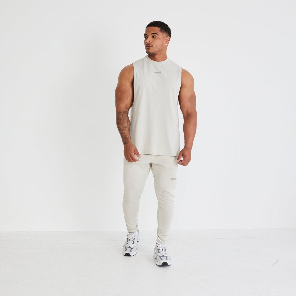 Vanquish Essential Stone Oversized Sleeveless T Shirt