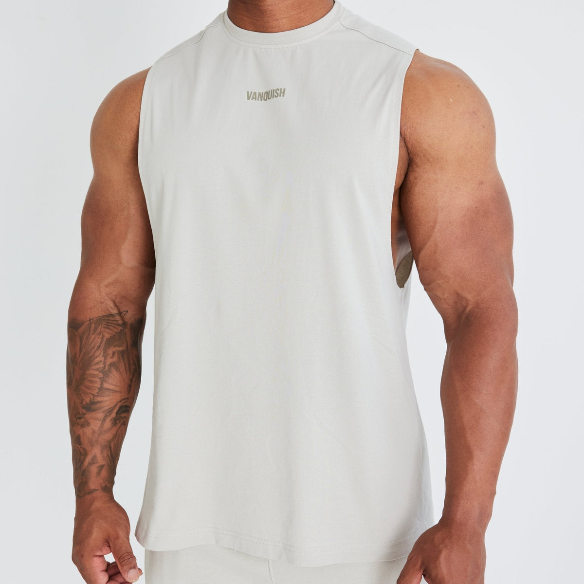 Vanquish Essential Stone Oversized Sleeveless T Shirt