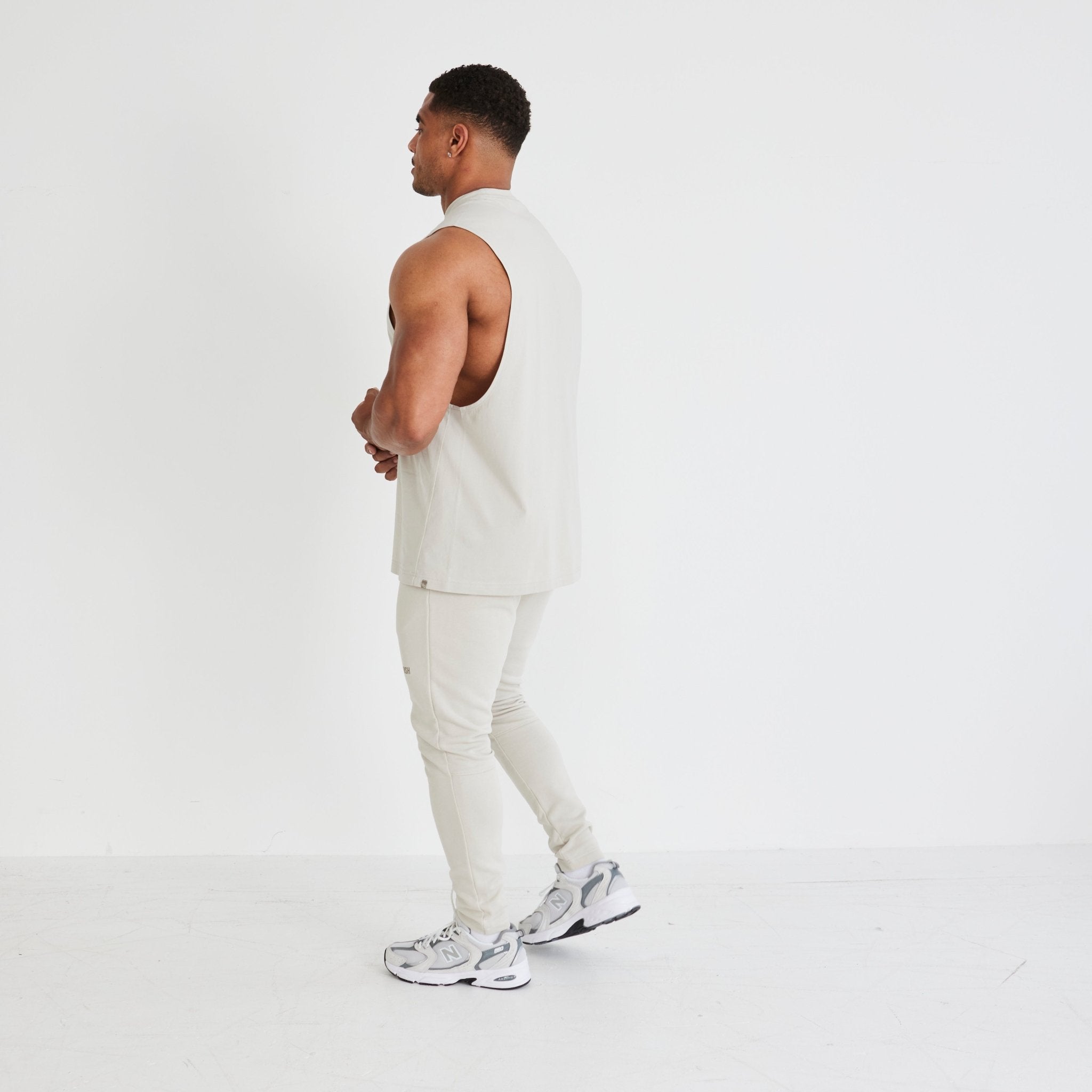 Vanquish Essential Stone Oversized Sleeveless T Shirt