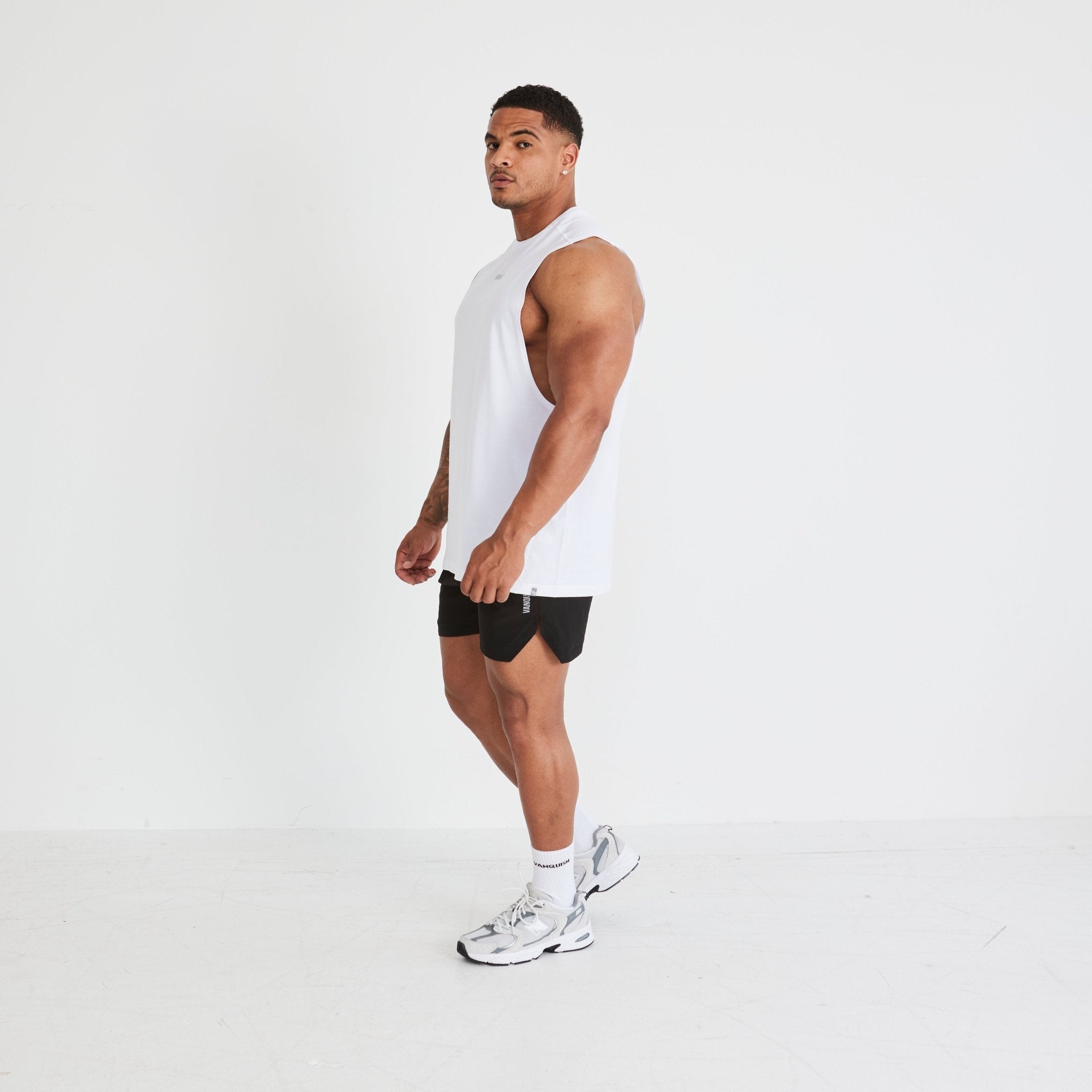 Vanquish Essential White Oversized Sleeveless T Shirt
